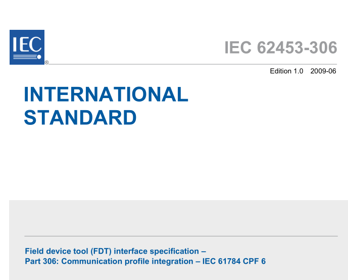 IEC 62453-306:2009 pdfダウンロード