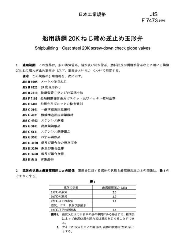 JIS F7473:1996 pdfダウンロード