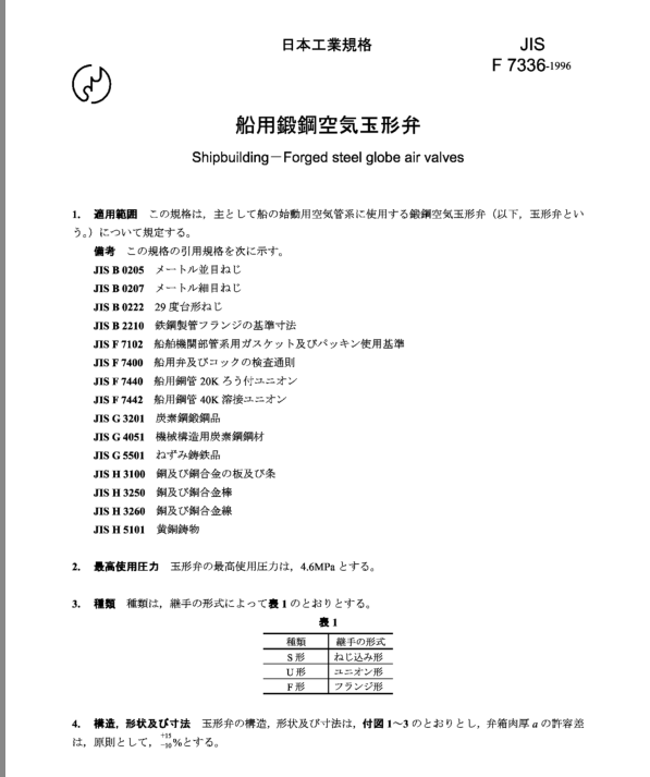 JIS F7336:1996 pdfダウンロード